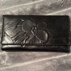 Patricia Nash Black Floral Embossed Wallet